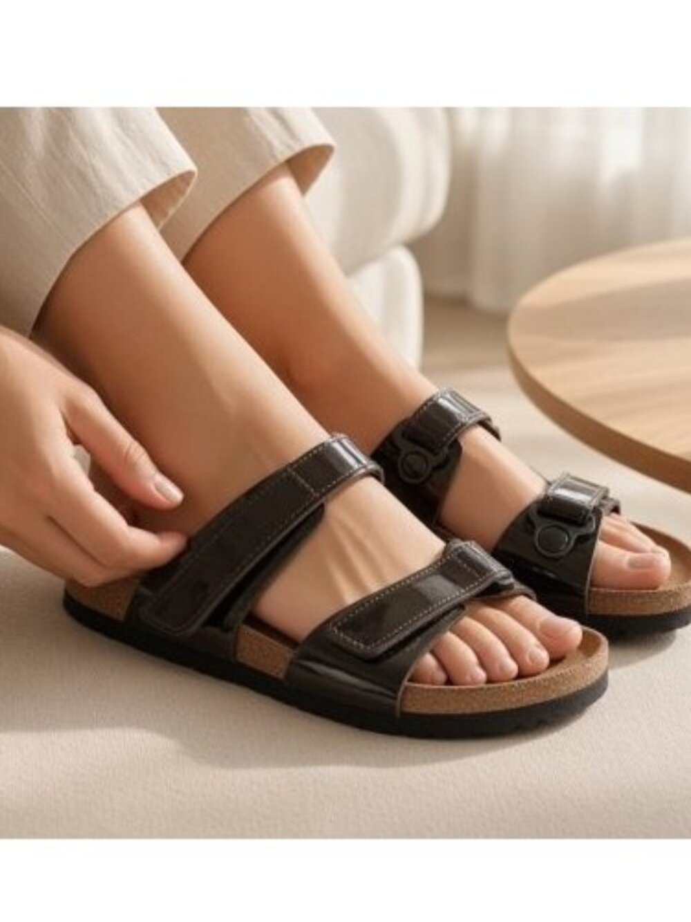 BIRKENSTOCK Brown Patent BIRKI’S Footbed Sandals Ladies 38 Size 7.5
